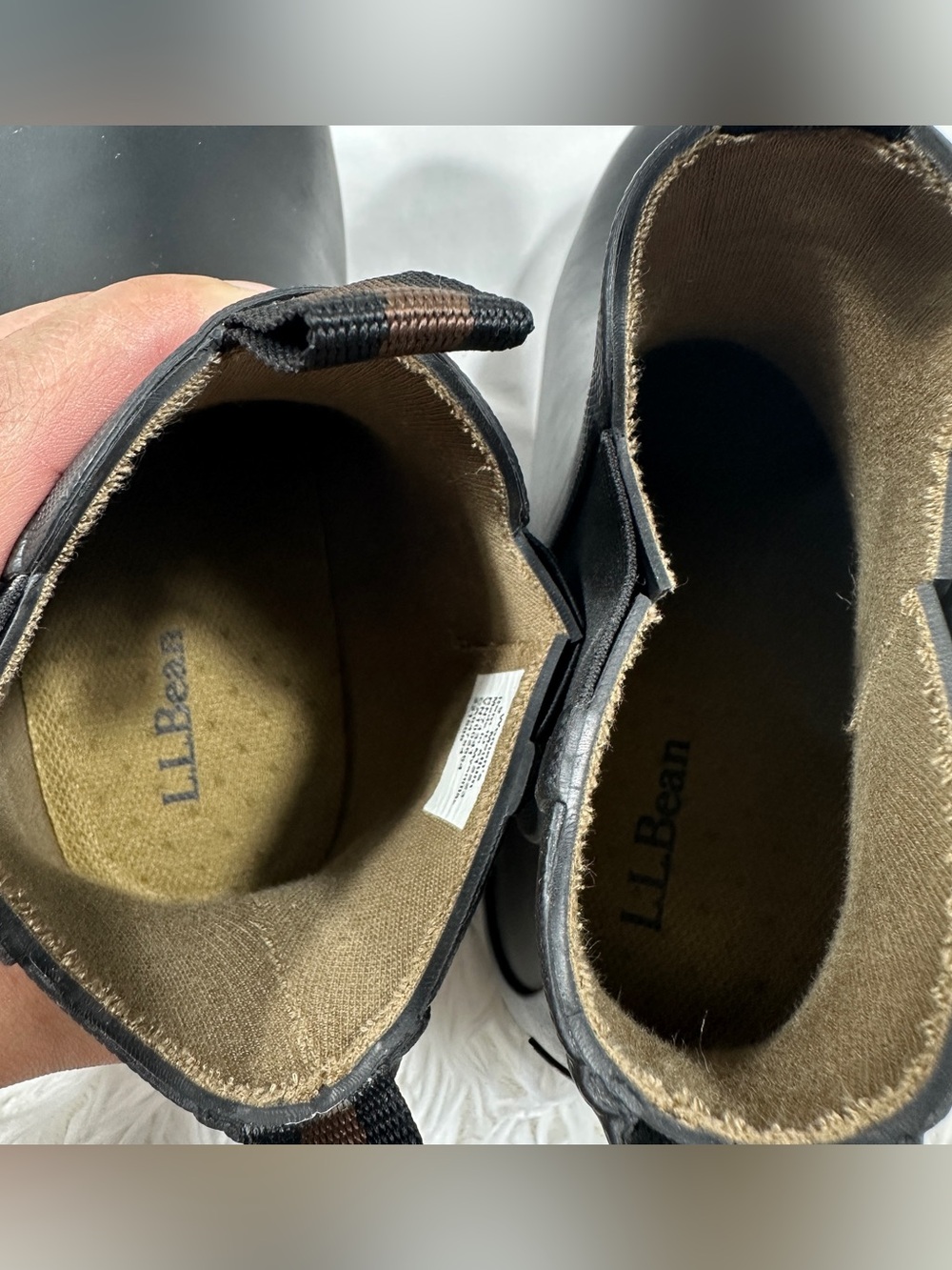 LL Bean Wellie Rugged Chelsea Rain Boots Womens 9 Black Waterproof Ankle Booties - Picture 10 of 12